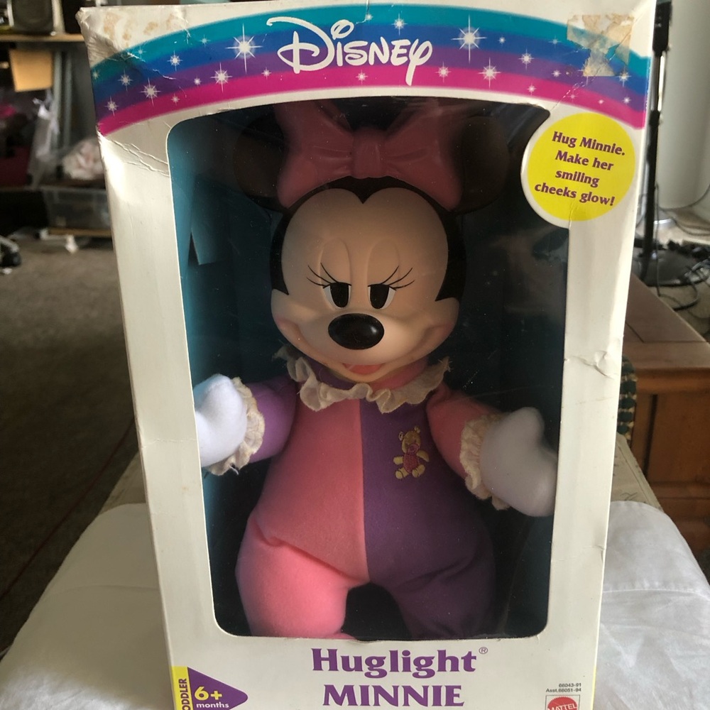 Disney Huglight Minnie Plush Doll Baby Rare Vintage -  1998 - New In Box Sealed